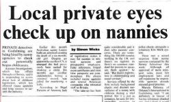 Surrey Advertiser reports on local Private Investigator checking the background of Nannies